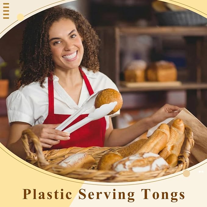 Tessco for you 25 Pcs Plastic Tongs for Serving Bulk, 9 Inch Plastic Disposable - Image 6