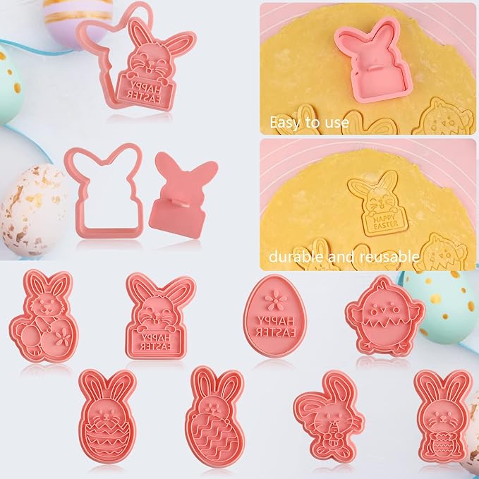 Easter Cookie Cutters Set, 3D Cookie Stamps - Image 4