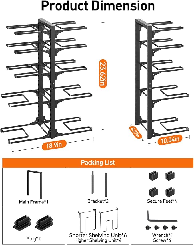 ORDORA 10-Tier Pots and Pans Organizer under Cabinet, Kitchen Cabinet - Image 3