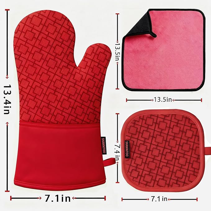 Oven Mitts and Pot Holders Sets 6pcs, Kitchen Oven Glove, High Heat Resistant - Image 2