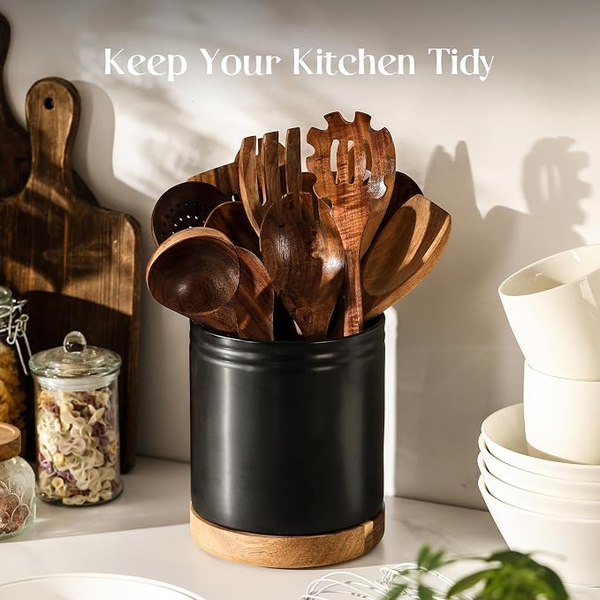 DOWAN 7.6" 360° Rotating Utensil Holder, Kitchen Utensil Holder - Image 4