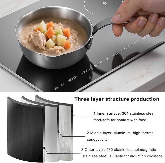 18/10 Stainless Steel Butter Warmer, 13.5 fl oz, Baby Food, Egg Pan, Compatible - Image 4