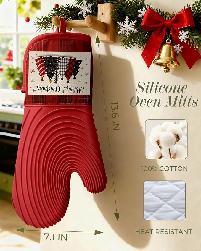 Slohif Long Silicone Oven Mitts Heat Resistant - Image 2