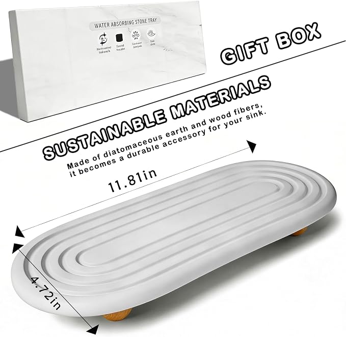 Instant Dry Sink Tray, Anti-Slip Stone Sink Caddy, Durable Kitchen Sink - Image 3