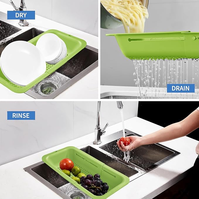 LASSHSWA Collapsible Colander for Kitchen, Over the Sink Strainer Basket for - Image 3