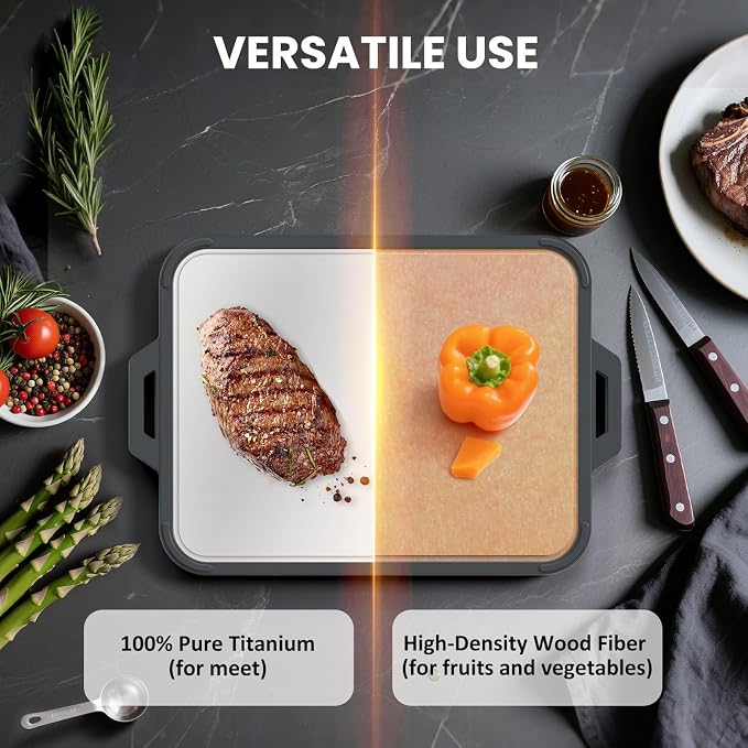 GUANCI Pure Titanium Cutting Board, Double Sided Cutting Board - Image 3