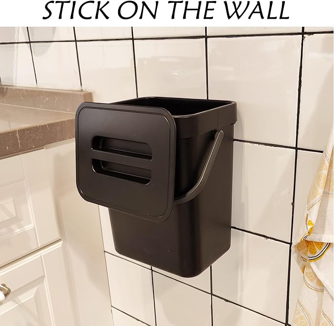 stonespace Kitchen Compost Bin for Countertop, Hanging Small Trash Can - Image 5