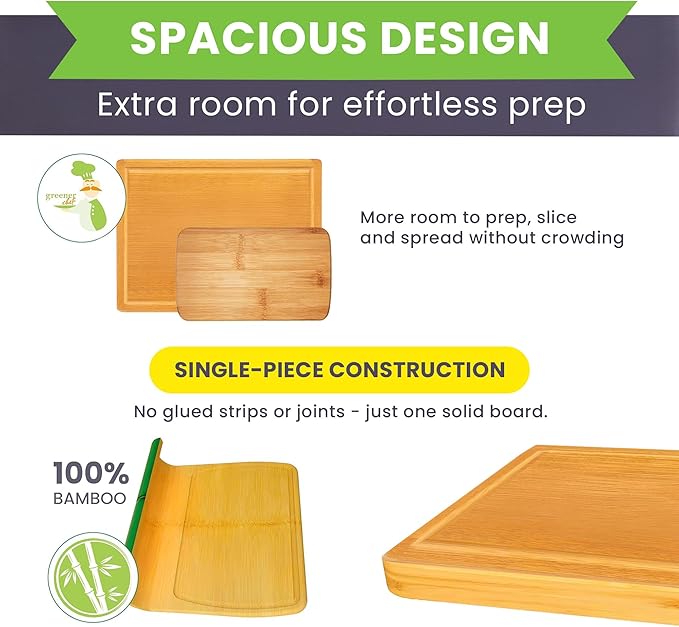 Extra Large Bamboo Cutting Board Featuring 18 Inch Wood Cutting Boards - Image 3