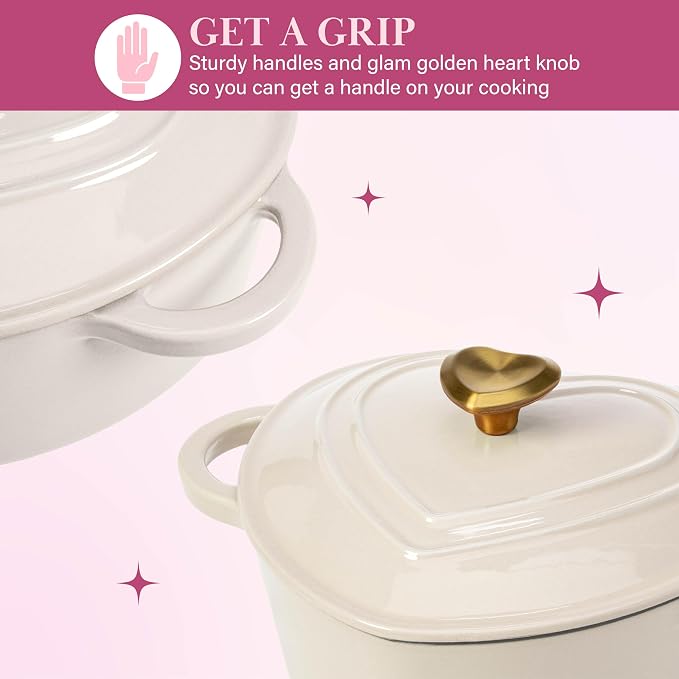 Paris Hilton Enameled Cast Iron Dutch Oven Heart-Shaped Pot - Image 5
