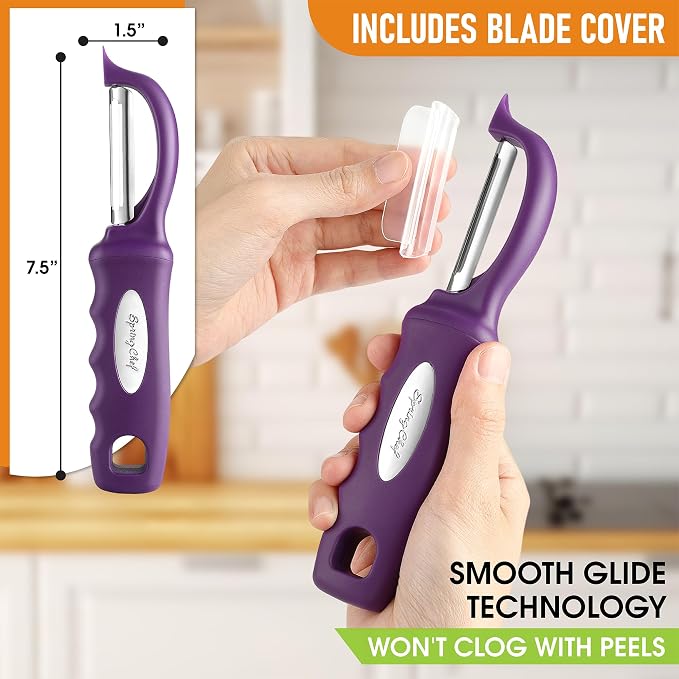 Spring Chef Professional Purple Swivel Vegetable Peeler - Image 3