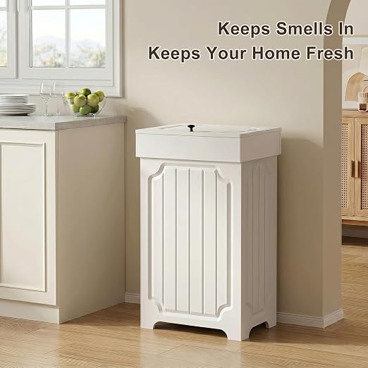 Povrgive Wood Trash Can Cabinet, 13 Gallon Hidden Kitchen Garbage Can - Image 4