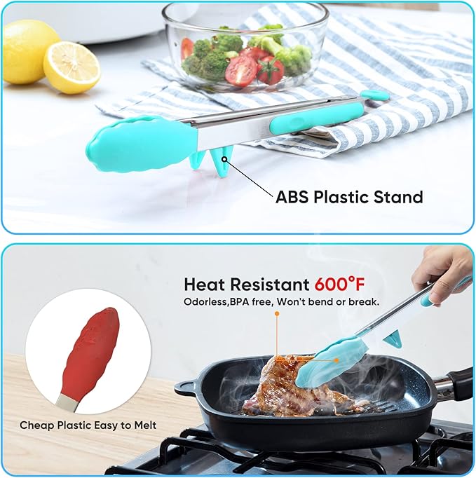5-Pack Silicone Tongs for Cooking, Maywe Tanso 4PCS 13-Inch Kitchen Tongs - Image 3