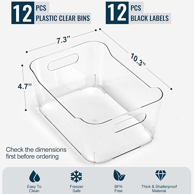 12 PACK Multi-Use Clear Plastic Storage Bins - Image 7