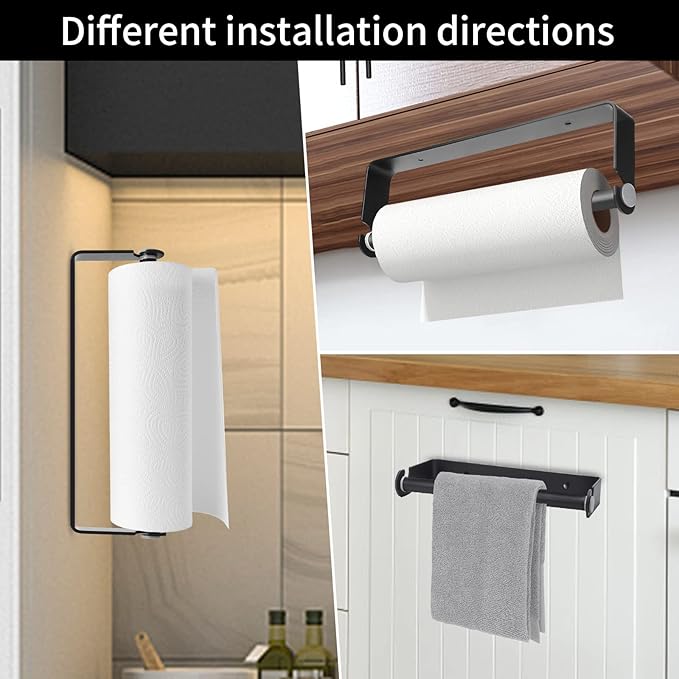Under Cabinet Paper Towel Holder, Adhesive or Drill Mount Paper Towel Holder - Image 7