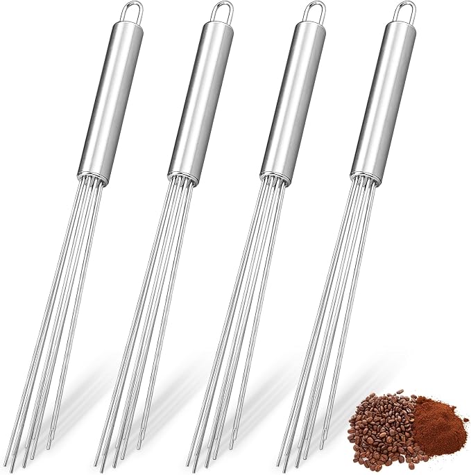 Baderke 4 Pcs Espresso Whisk 11.5 Inch Long Handle Barista Whisk 10 Needles 2 by Baderke