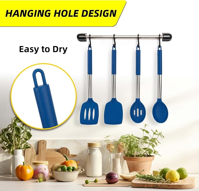 4 Pack Silicone Utensils Set，Non Stick Solid Spatulas, Slotted Spoons - Image 5