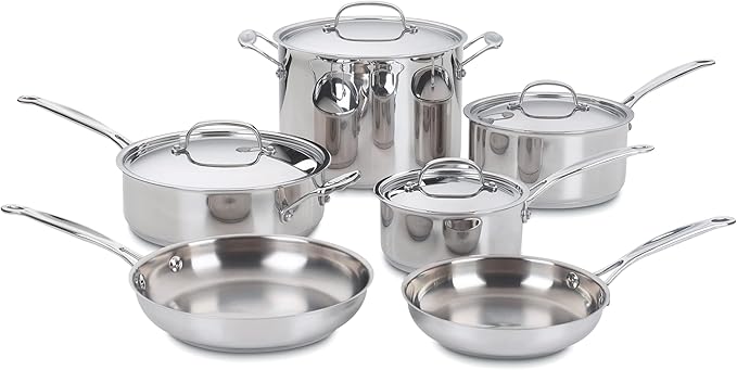 Cuisinart 77-10P1 10-Piece Chef's-Classic-Stainless Collection, Cookware Set by Cuisinart