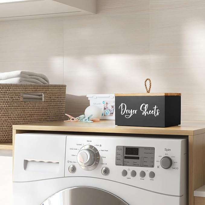 Bivvclaz Dryer Sheet Holder, Wooden Laundry Sheets Container, Laundry Room - Image 2