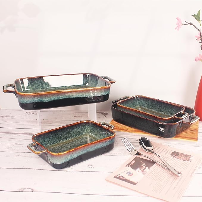 12" X 9" Porcelain Rectangular Casserole Dishes - Image 5
