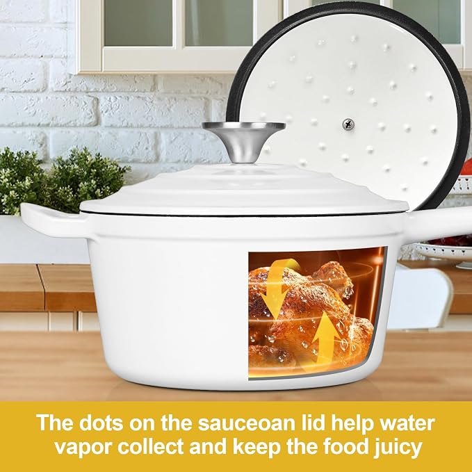HaSteeL 1 QT Cast Iron Saucepan, Mini Enamel dutch oven - Image 5