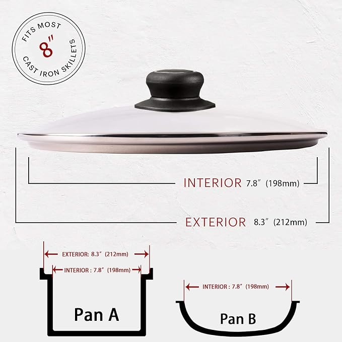 8 Inch Glass Lid for Frying Pan Lid, Fry Pan Lid, Skillet Lid, Pan Lid - Image 2