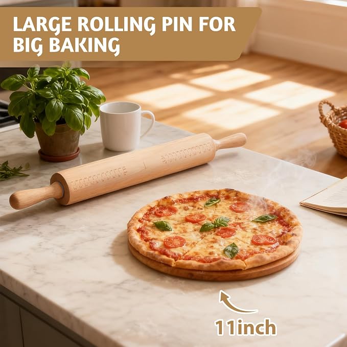 Long Adjustable Wood Rolling Pin: 21.1 Inch Rolling Pin - Image 9