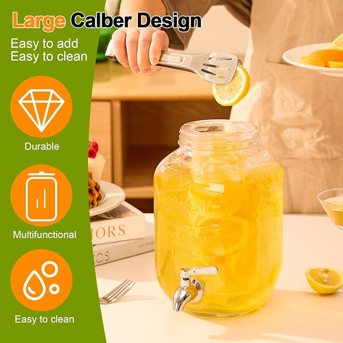 1 Gallon Beverage Dispenser, Glass Drink Dispensers - Image 4