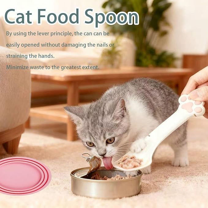 4pcs gray Pet Food Can Supplies Set，Silicone Cat Dog Food Can Lids Spoons - Image 7
