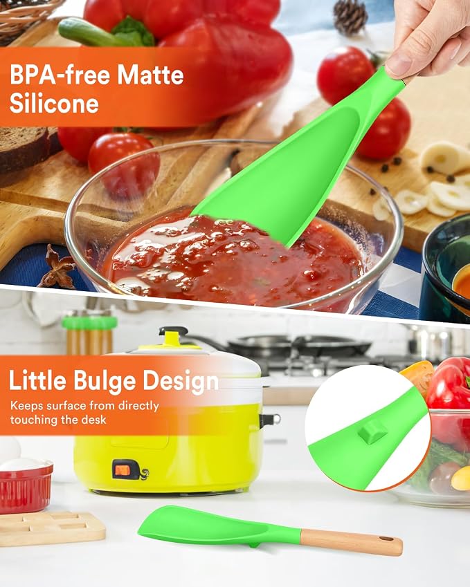 Cooking Spoon and Rice Scooper for Nonstick Cookwares, Wood Handle Spoon for - Image 4