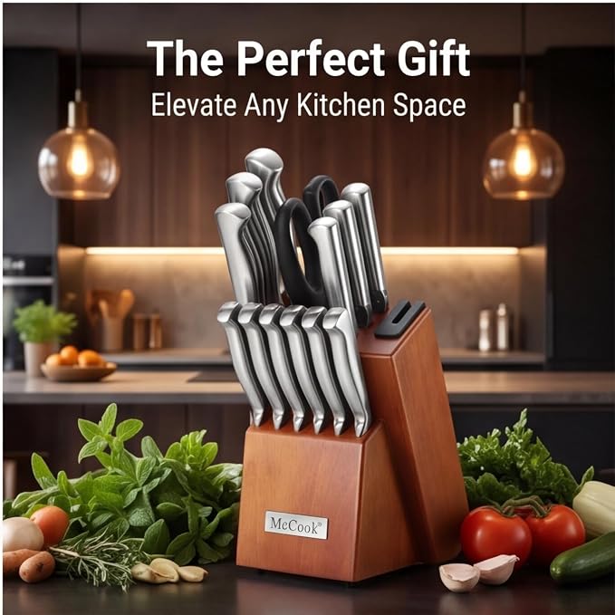 McCook® Knife Sets, German Stainless Steel Kitchen Knife Block Sets - Image 8