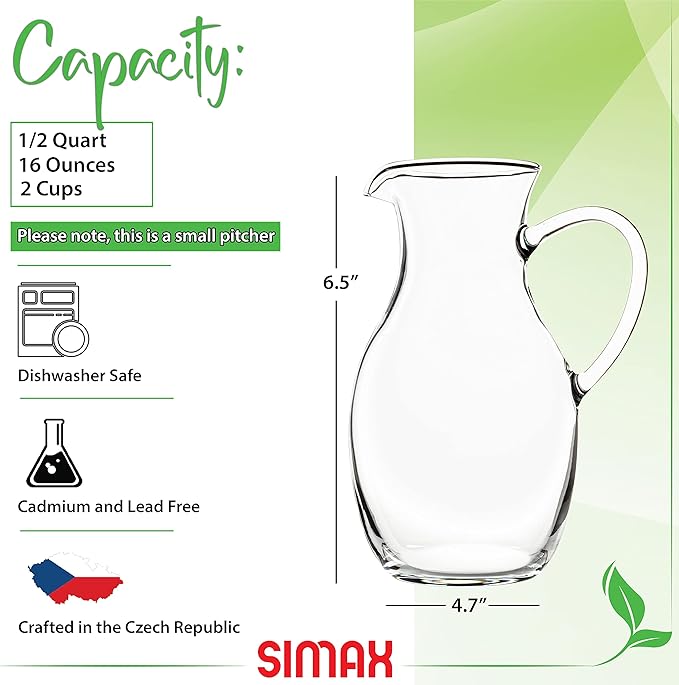 Simax Small 16 Ounce Borosilicate Glass Pitcher - Image 2