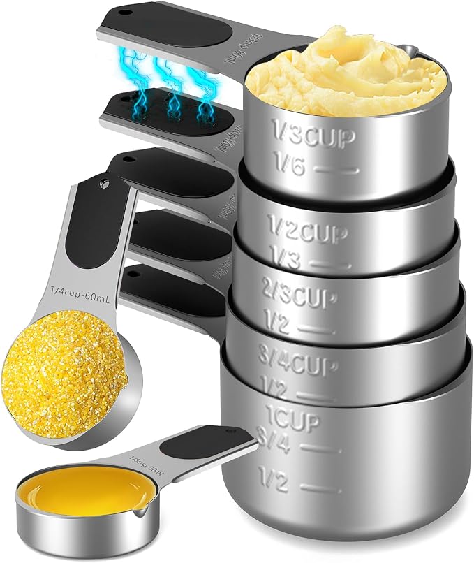 Stianless Steel Magnetic Measuring Cups, Kitchen Aid Cups Measuring set by Unknown