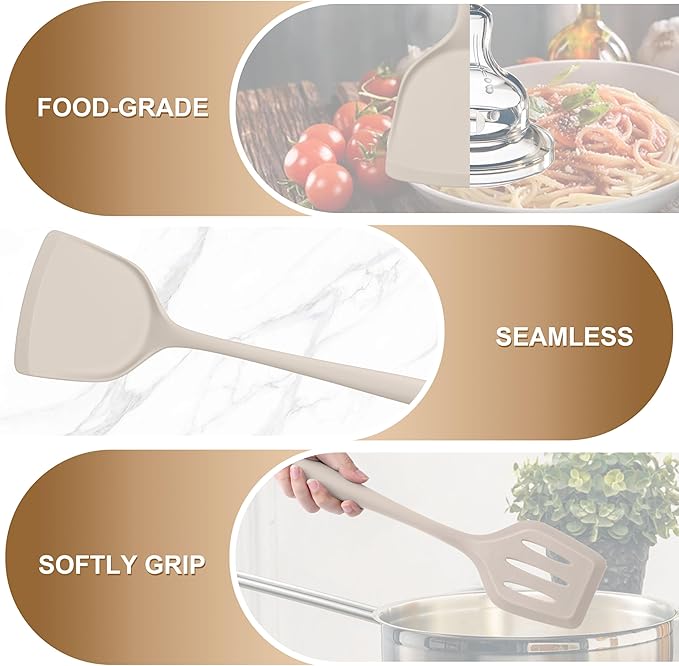 TeamFar Silicone Cooking Utensils Set, 5-Piece Heat Resistant Kitchen Utensils - Image 4