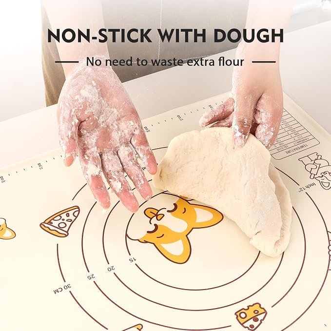 Ourokhome Silicone Baking Mat Sheet and Pastry Dough Cutter, 0.5 Inch Thick 28" - Image 3