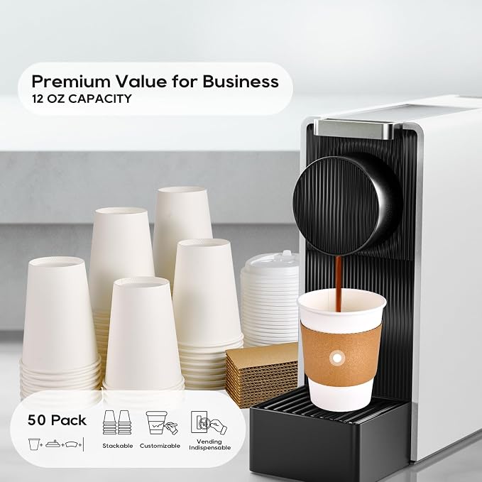 JOLLY PARTY 12 oz Paper Coffee Cups, Disposable Paper Coffee Cup - Image 4