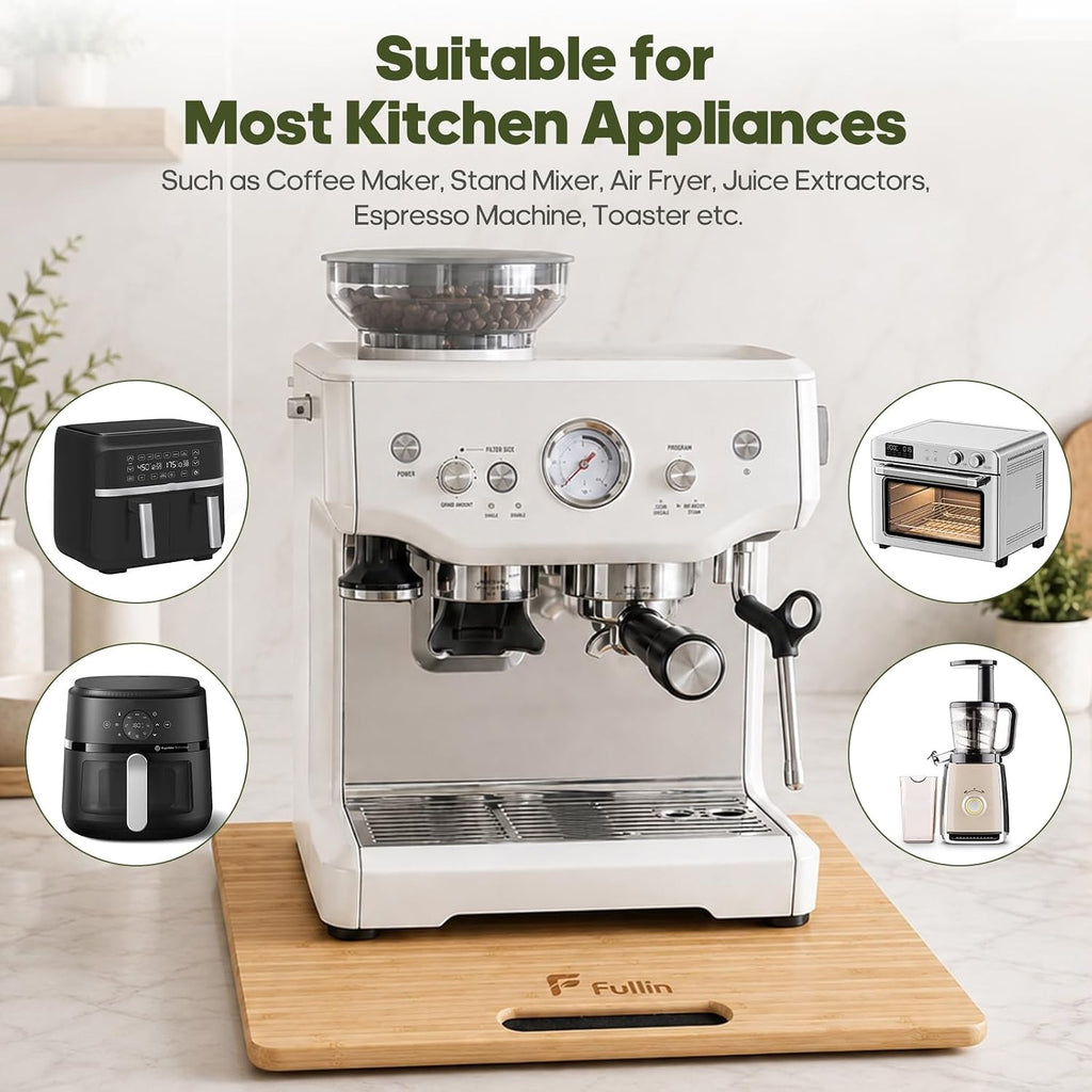 16"W x 13"D Bamboo Appliance Slider Tray for Coffee Maker air fryer