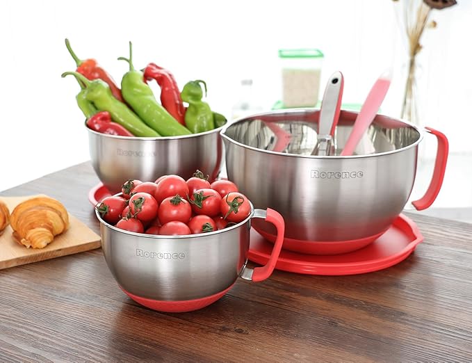 Rorence Mixing Bowls with Lids Set: Stainless Steel Mixing Bowls with Handles - Image 6