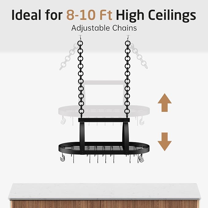 KES Ceiling Pot Rack 34-Inch Hanging Pot Rack - Image 7