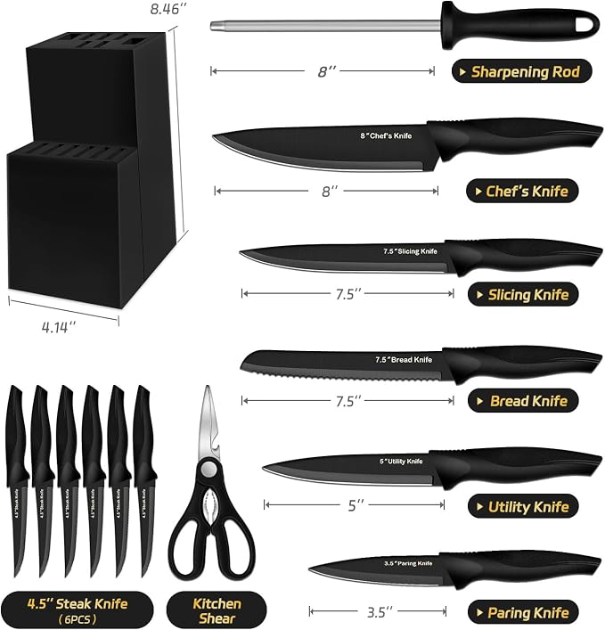 XANAPON Knife Set, 14 Pieces Kitchen Knife Set, High Carbon German Stainless - Image 2