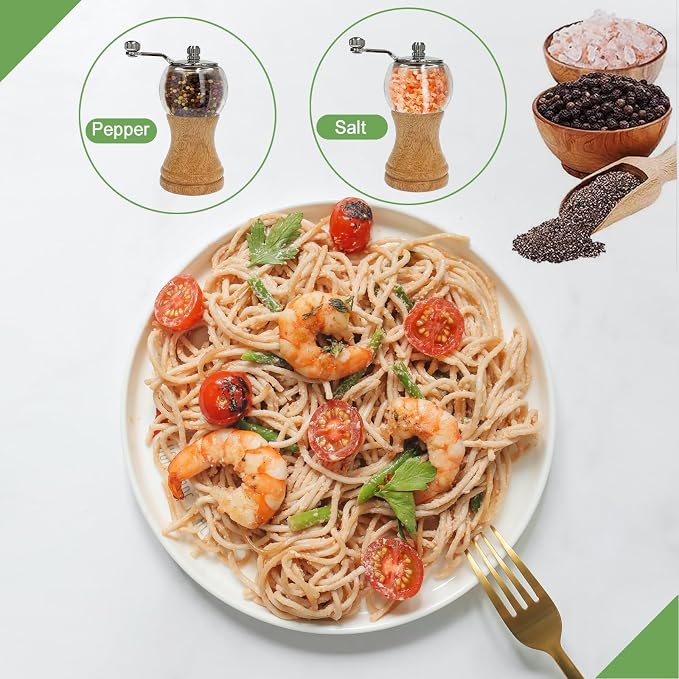 Salt and Pepper Grinder Set Manual Pepper Mill Salt Pepper Grinder Set 2pcs-5in - Image 6