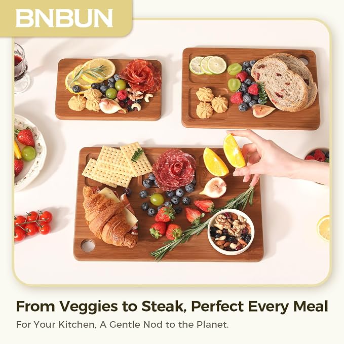 Bamboo Cutting Board for Kitchen – 3-Piece Wooden Boards - Image 8