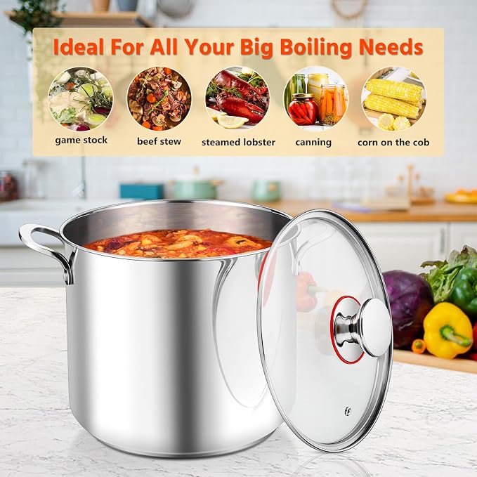 E-far 12-Quart Stock Pot, 18/10 Stainless Steel Stockpot - Image 6