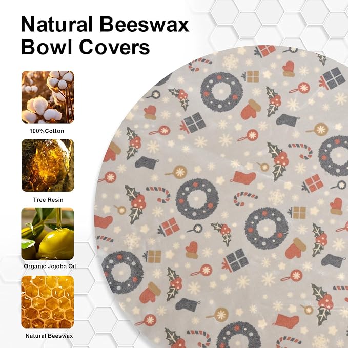 Reusable Bowl Covers for Bread Proofing（2 Large）- Cotton Beeswax Bowl Covers - Image 4