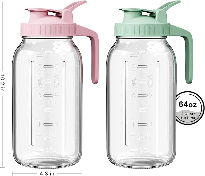 2 Pack - 64oz Glass Breast Milk Pitcher - Wide Mouth - Image 2