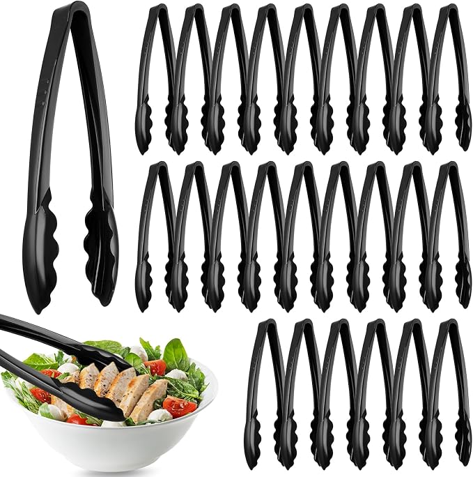 Tessco for you 25 Pcs Plastic Tongs for Serving Bulk, 9 Inch Plastic Disposable by Tessco