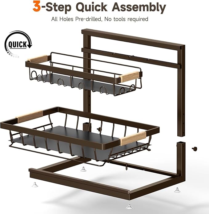 Sevenblue 2 Packs Under Sink Organizer, Height Adjustable 2 Tier Under Kitchen - Image 7