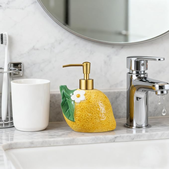 RQYIXI 17 OZ Lemon Ceramic Soap Dispenser - Image 4
