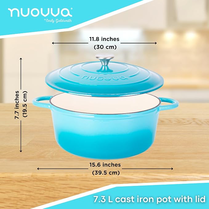 Cast Iron Dutch Oven with Lid – Non-Stick Ovenproof Enamelled Casserole Pot – - Image 2
