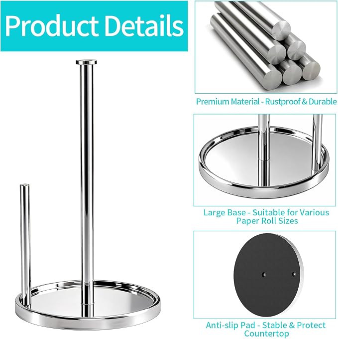 Paper Towel Holder Countertop, Standing Paper Roll Holder - Image 4