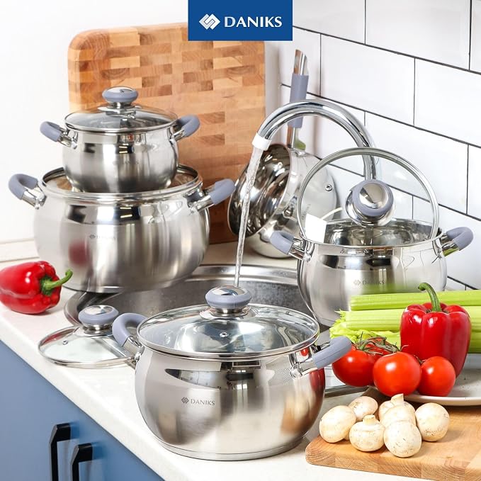 Daniks Modern 7 Quart Stainless Steel Stock Pot - Image 9